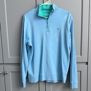 Vineyard Vines Men's Sky Blue Zip-Up Sweater